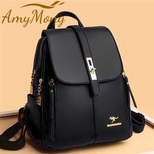 Grande capacité sac à dos sacs à main femmes haute qualité en cuir femme Vintage sac sacs d'école voyage sac à dos dames Bookbag sac à dos 202211