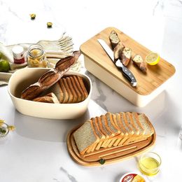 Boîte de rangement de pain à grande capacité Boîte de rangement de couvercle en bois Toast Organisateur de cuisine de cuisine spécifique 231221