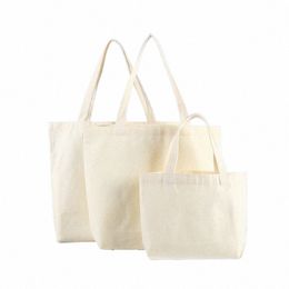 Sacs de magasin de toile de grande capacité pliants Sacs fourre-tout écologiques Cott réutilisables Sac à bandoulière DIY Sac à main d'épicerie Beige Blanc U5lz #