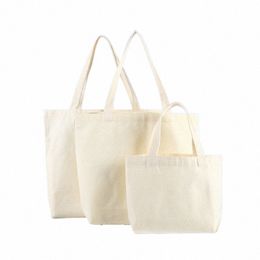 Bolsas de lona de gran capacidad plegables ecológicas Cott bolsas de asas reutilizables DIY bolso de hombro bolso de comestibles Beige blanco V06h #