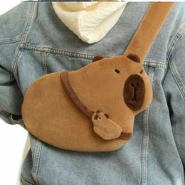 Gran capacidad Capybara bolso cruzado Kawaii muñeca de la felpa suave Carto bolso de hombro juguetes de peluche conejillo de indias bolsa de pecho niños j4vo #