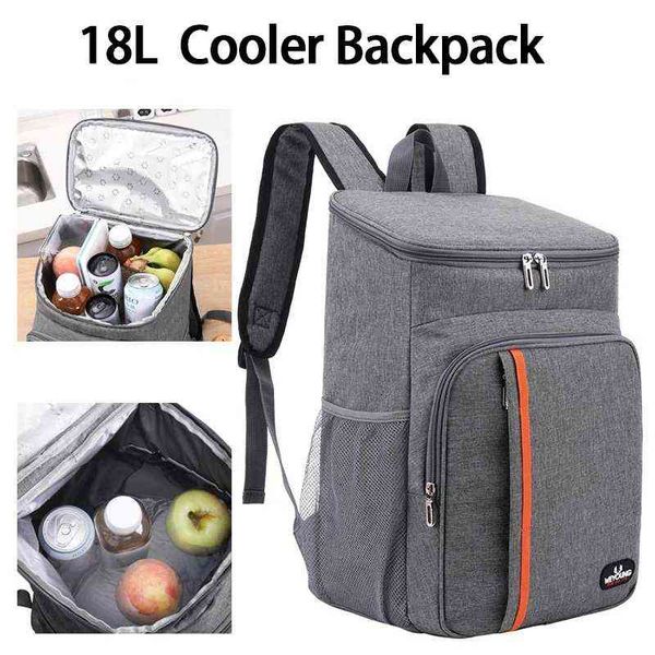 Bolsa de enfriamiento de gran capacidad Mochila Picnic Compras Térmica Entrega de alimentos Helado Termo Almuerzo Camping Refrigerador Bolsa aislada 18L J220708