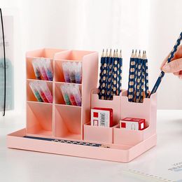 Grande capacité mignon bureau porte-stylo crayon maquillage boîte de rangement organiseur de bureau support Case école bureau papeterie boîtes bacs
