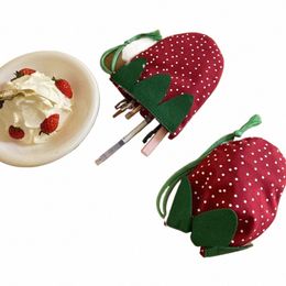 Grote capaciteit schattige aardbeien truitstringtas opbergtas Koreaanse stijl cosmetische tas make -up zakje schoonheid gereedschappen zakje w68r#