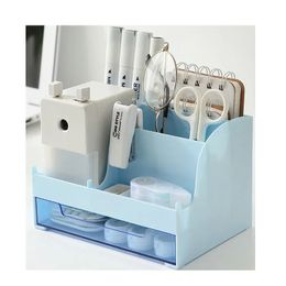 Porte-stylo avec tiroir, accessoires de bureau de grande capacité, boîte de rangement pour crayons, organiseur de bureau, papeterie scolaire et de bureau