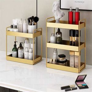 Grote Capaciteit Dubbele Lagen Zonsopsen Opbergrek Cosmetische Organizer Doos Parfum Display Plank Keuken Badkamer Sieraden Stand 211102