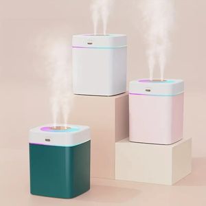 Humidificateur de lumière LED à double pulvérisation de grande capacité. Diffuseur d'huiles essentielles silencieux et à grand jet, adapté à la chambre à coucher, au bureau et au salon