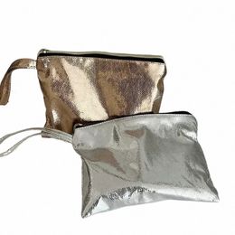 Grande capacité d'or Sier brillant imperméable à l'eau d'embrayage sac cosmétique voyage portable organisateur de maquillage sac de toilette sac mobile Phe V3ZD #