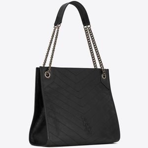 Bolso de gran capacidad hecho de material de cuero genuino, cadena de metal, bolsa de trabajo para mujeres, bolsa de compras, bolsa de viaje de ocio, negro