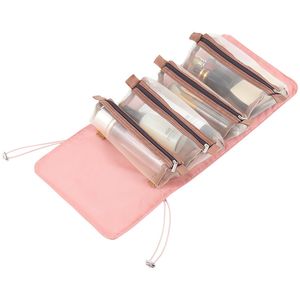 Trousse de toilette de voyage en Polyester écologique suspendue de grande capacité, sac à cosmétiques de maquillage 4 en 1, organisateur de rangement de maquillage enroulable FMT-4005