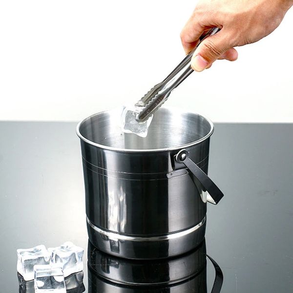 Bode à glace de grande capacité portable en acier inoxydable seau de glace à glace Champagne Barre de glace Barre de glace Ice Cube Tool 1L 240407