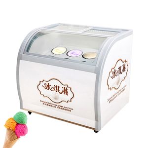 Vitrine de crème glacée de grande capacité pour vitrine commerciale de glaces à l'eau 6 barils ronds congélateurs de crème glacée dure Machine de stockage 180W