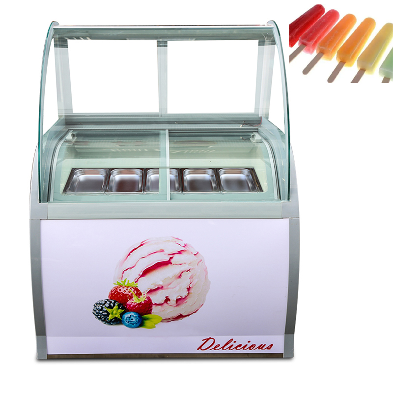 Vetrina per gelato di grande capacità Vetrina per ghiaccioli con cono per gelato commerciale, macchina per la conservazione di sundae