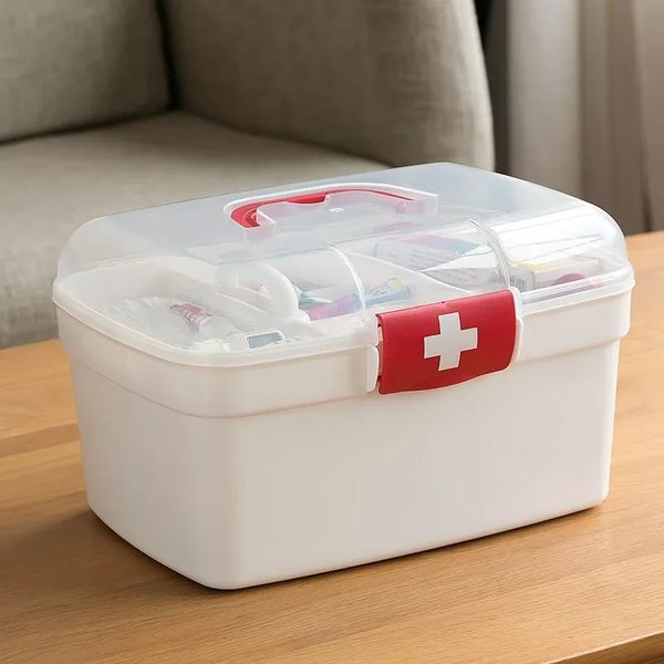 Organisateur de médicaments de grande capacité, conteneur de stockage, coffre de premiers secours familial, Kit d'urgence Portable, boîte