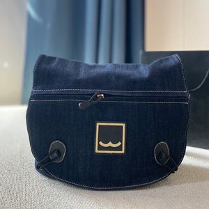 Grote capaciteit neutrale klassieke denim Bule crossbodytas Klassiek klepontwerp met meerdere zakken Verstelbare denimbanden Vintage en textuur schoudertas 31x25cm