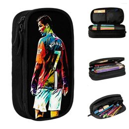 Boîte à stylos grande capacité Cristiano Ronaldo CR7 Merch, étui Double couche, trousse de maquillage pour femmes, cadeau d'anniversaire