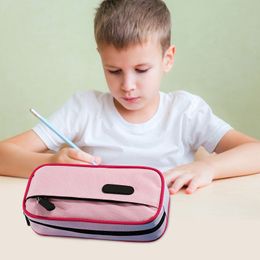 Grote capaciteit potloodkas 2 Compartiment Pouch Pen Bag voor school Teen Girl Boy -briefpapier Kaarten en enveloppen Set Kids