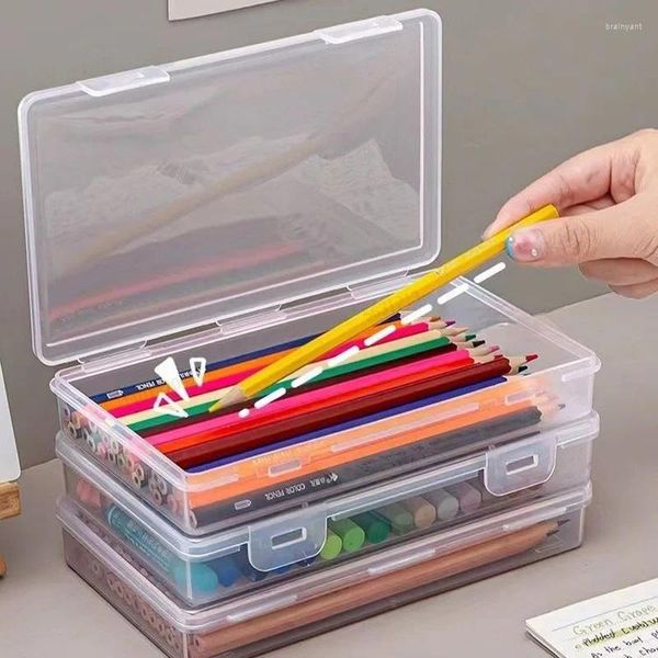 Boîte à crayons de grande capacité en matériau PP, organisateur de rangement Transparent empilable pour fournitures de bureau