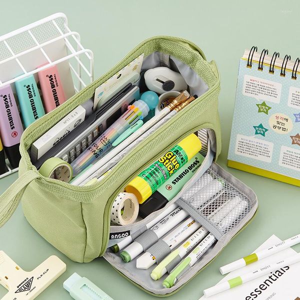 Grande capacité porte-crayon stylo pochette papeterie organisateur avec compartiments adultes adolescentes garçons école fournitures de bureau