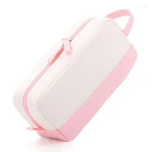 Trousse à crayons de grande capacité avec poignée pochette à stylo souple sac de rangement de fournitures scolaires pour adolescentes filles adultes-rose