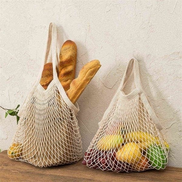 Grande Capacité Portable Coton Sac Fourre-Tout Supermarché Shopping Fruits Et Légumes Sac En Maille Sac De Stockage Portable En Gros 10pcs CX2218