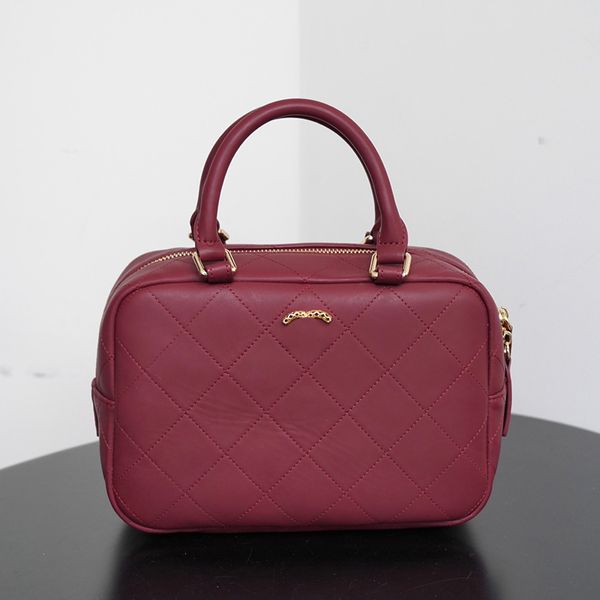 Bolso de cosméticos portátil de gran capacidad para mujer, cartera de diseñador cruzada, bolso de hombro con cremallera Retro, bolso acolchado con cadena Matelasse de cuero, monedero de tendencia 25 CM