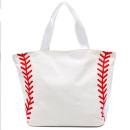 Bolso de mano de gran capacidad para softbol, bolsos de baloncesto de fútbol, bolso de hombro de algodón reutilizable, bolso de lona, bolso de compras