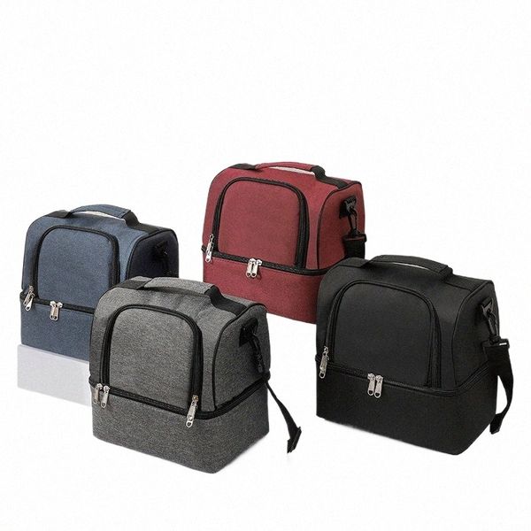 Sacs à lunch thermiques carrés de grande capacité Sac isotherme portable Sacs alimentaires isolés pour sacs à bento de pique-nique d'école de travail avec fermeture à glissière g2xU #