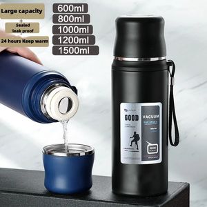 Bouteille d'eau en acier inoxydable à grande capacité avec couvercle tasse de café à vide