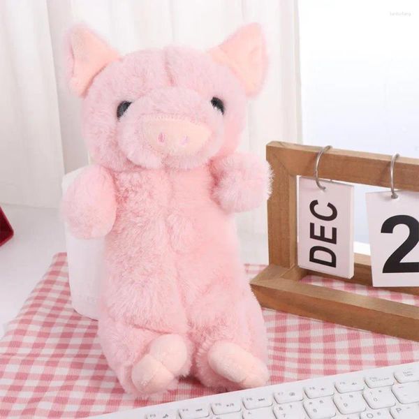 Papeterie de grande capacité Pig Pig Curon Cartoon Chubby Piggy Bag Kawaii Pink