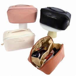 Bolsa de cosméticos de viaje de gran capacidad Portble PU Bolsa de maquillaje Mujeres Baño impermeable Wbag Kit de artículos de tocador multifuncional r7mi #