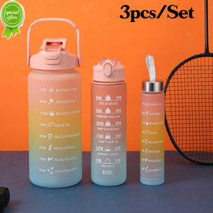 Grote capaciteit waterfles 3 stks/set sportwaterfles met tijd marker fles buiten reizen fitness kruik wandelen camping cup