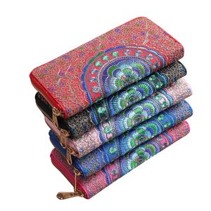 Portefeuille de transport à la main de Style ethnique sauvage de grande capacité sac de broderie en tissu pour femmes à traction unique pochette