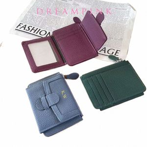 grote capaciteit vrouwen portemonnee aangepaste naam Zip Pocket Card Holder Echt lederen Persalize letters vrouwelijke kleine muntentas tas I2RX#