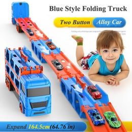 Grote autotransporter vrachtwagen opklapbaar racevoertuig kinderen competitieve spellen opslag legering jongen speelgoed kinderen roman cadeau 240131