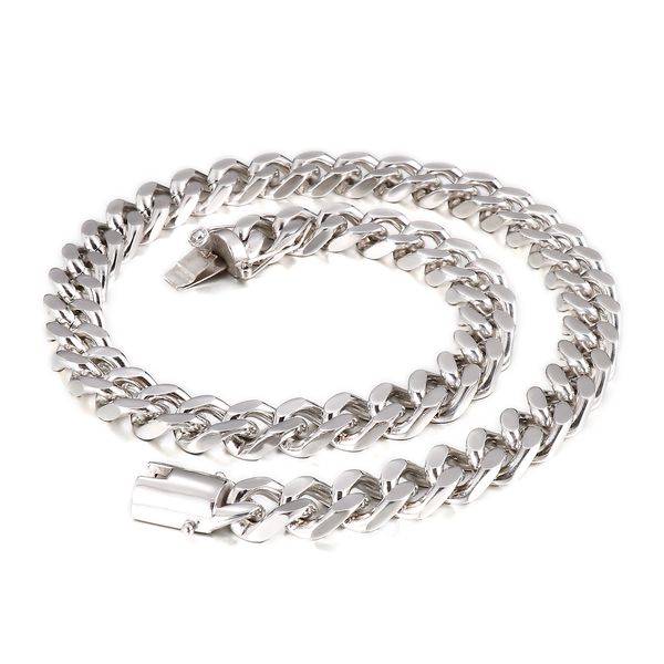 grand fermoir charmant 12 mm 24 pouces (60 cm) or / argent 316L moulage en acier inoxydable collier de chaîne à maillons gourmette pour cadeaux cool pour hommes. cadeau père