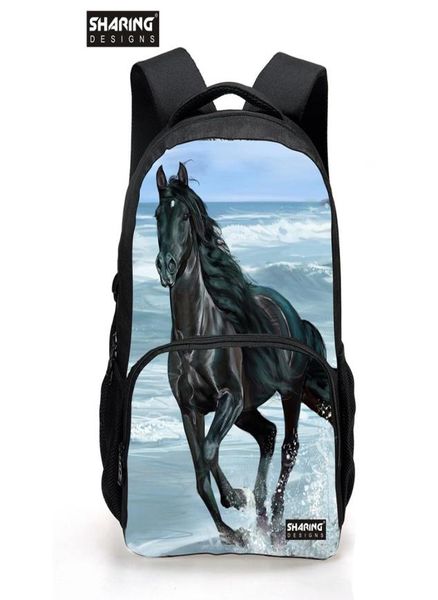 Grand sac d'école de cheval d'animal d'enfants pour l'adolescent garçons filles Cool chien Lion cartable pour enfants mode Men039s sac à dos de voyage 8880420