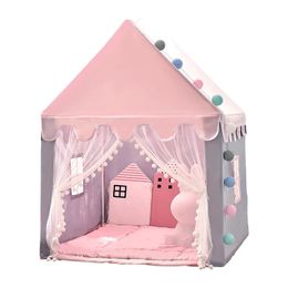 Grande tente de jouet pour enfants 1,35 M Wigwam tentes pliantes pour enfants Tipi maison de jeu pour bébé filles château de princesse rose décor de chambre d'enfant 240115