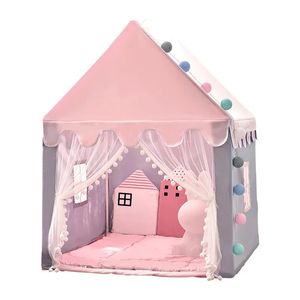 Grote kinderen speelgoedtent 1,35 m wigwam vouwen kinderen tenten tipi baby play girls girls roze prinses kasteel kinderkamer decor 240110