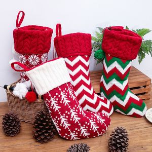 Grand sac cadeau de bas de Noël Flocon de neige Elk Stripe Sock Lovely Xmas Children Gift Bag Stocks de Noël Décoration de Noël WVT1152