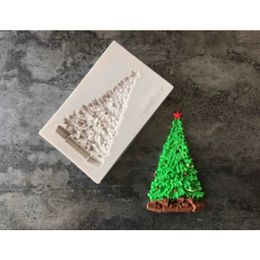 Gran forma de árbol de Navidad molde de silicona para la serie de resina epoxi de bricolaje decoración de hornear pasteles