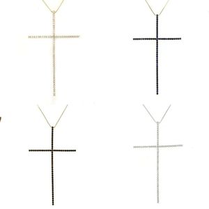 Grote klassieke maat Cross hanger ketting voor vrouwen charme sieraden kubiek zirkon cz diamant kruisbeeld christelijke ornamenten accessoires cadeau