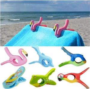 Grandes pinces à linge crochet animal perroquet dauphin flamant rose en forme de pince à serviette de plage pour empêcher le vent pince à linge en plastique séchage mignon Cli4253199