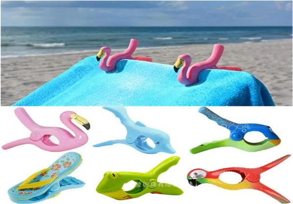 Grands pêches à linge Hook Animal Parrot Dolphin Flamingo En forme de serviette de plage pour prévenir la pince à linge en plastique de vent mignon CLI8547779