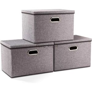 Grote opvouwbare opbergbakken met deksels linnen stof opvouwbare opbergdozen organizer containers manden kubus hkd230812