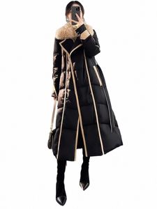 Doudoune à grand col, design coréen avec une veste à nouer à la taille, nouvelle collection hiver 2023 pour femmes 683v #