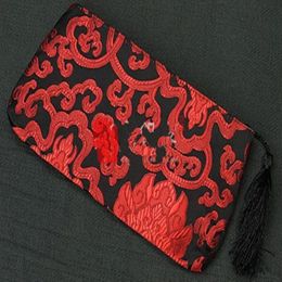 Grand sac cadeau de Noël artisanal pour emballage de bijoux, fermeture éclair, porte-monnaie, porte-monnaie, pompon, pochette de rangement de maquillage en brocart de soie chinoise2423