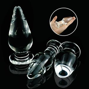 Grote Crystal Butt Plug Vagina Bal Pyrex Glas Anale Kralen Dildo Mannelijke Penis Masturbator Volwassen Product Seksspeeltjes voor Dames C19010501