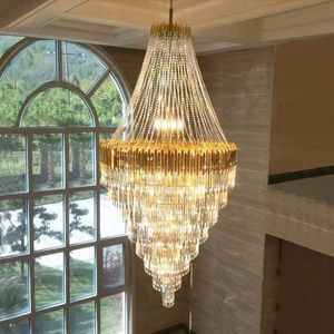 Grand lustre en cristal dans un immeuble en duplex luxe el hall ingénierie villa salon creux chandelier279R