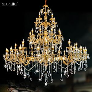 Grote Crystal Kroonluchters Royal Gold Luxe Hanglamp Clear Crystals Villa Woonkamer Decoratie LED Indoor Home Lighting